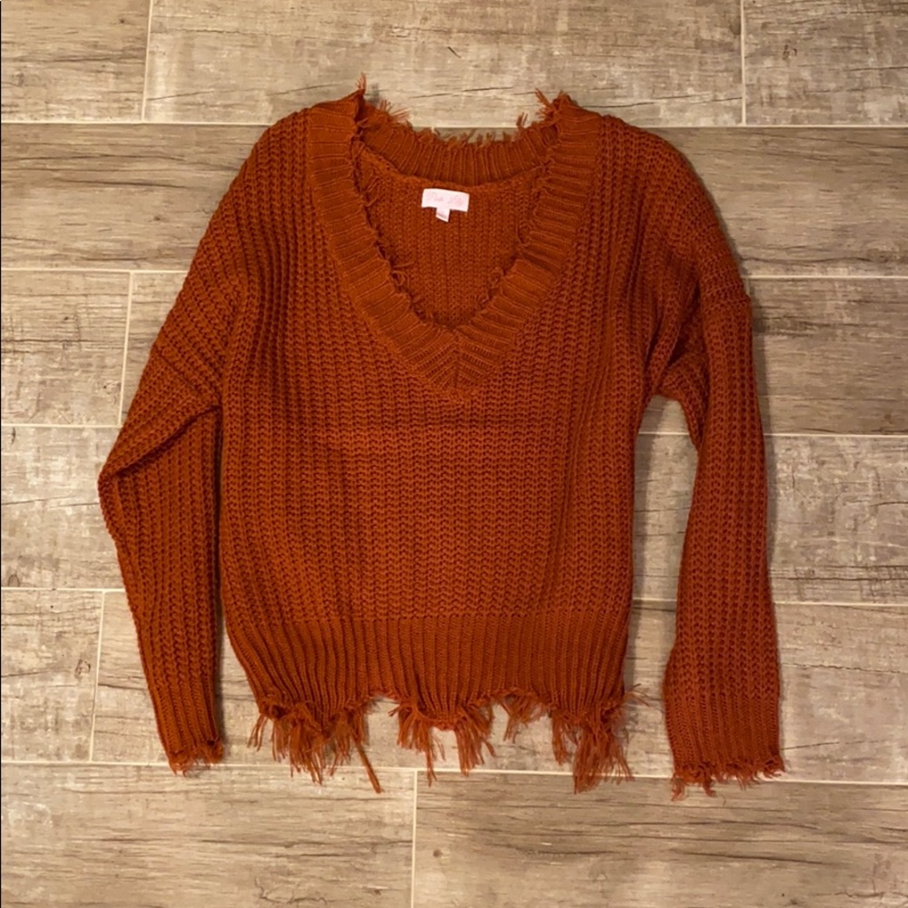 Pink lily knitted sweater